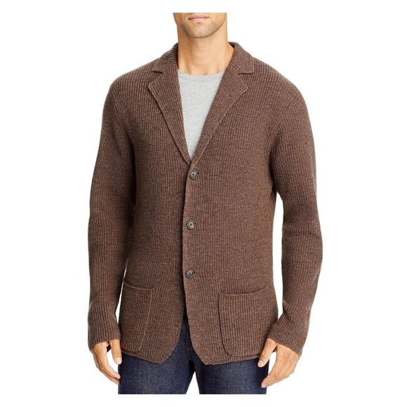 Blend Other - THE MENS STORE Men's Brown Long Sleeve Wool Blend Cardigan Sweater L Lar…